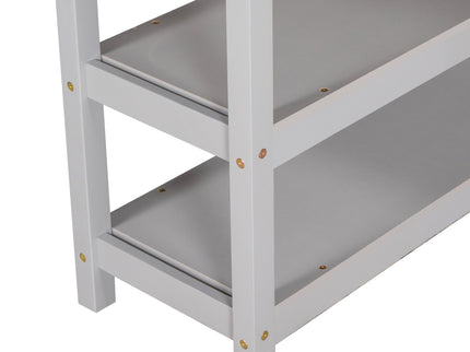 Loft Bed With Storage Shelves And Under Bed Desk