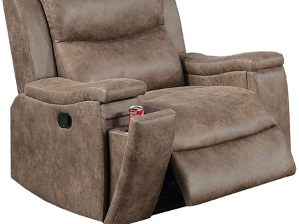 Manual Recliner With Hidden Cup Holder, Padded Seat And Backrest - Auburn