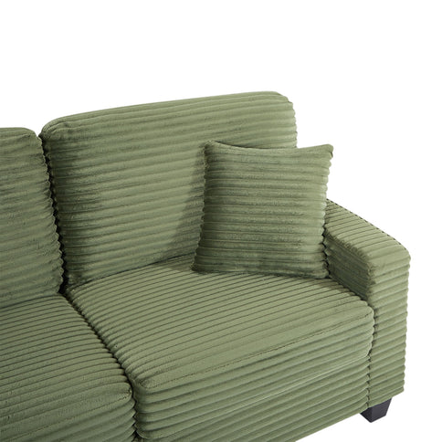 Upholstered U-Shaped Sectional Sofa With Movable Ottoman And Side Storage Pockets