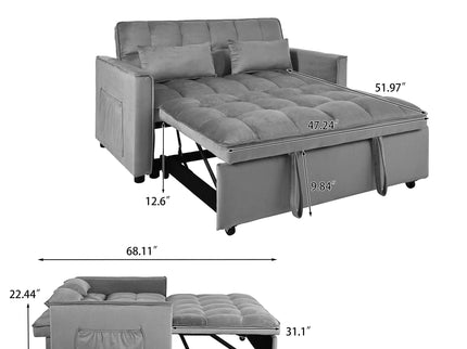 3 In 1 Pull Out Couch Convertible Sofa Bed With Reclining Backrest
