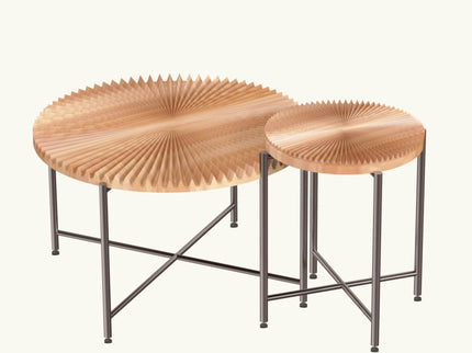 Radial - Pattern Coffee And End Table Set Waterproof Cover, Distressed Cylindrical Design (Set of 2)