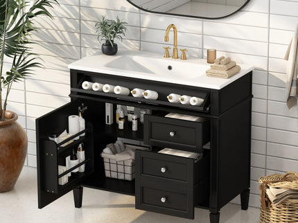 Bathroom Vanity & Top Sink, Modern Bathroom Storage Cabinet With 2 Drawers And A Tip-Out Drawer