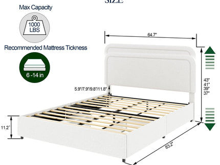 Liv - Patented With Drawers Upholstered Storage Platform Bed