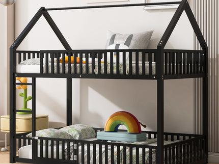 Metal House Bunk Bed With Fence And Door