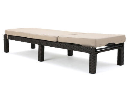 Puerta - Chaise Lounge Frame Cushion Outdoor Wicker Iron - Beige / Dark Brown