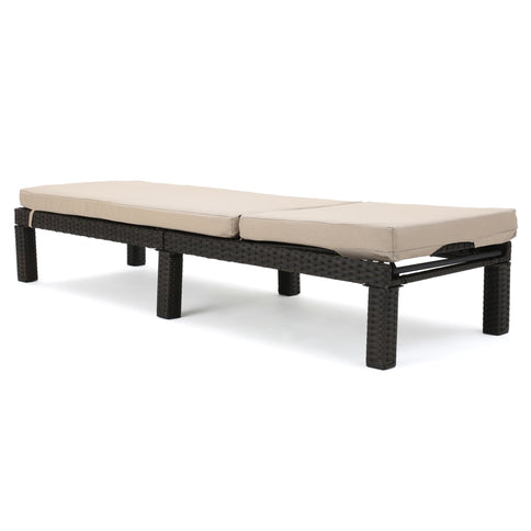 Puerta - Chaise Lounge Frame Cushion Outdoor Wicker Iron - Beige / Dark Brown