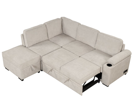 Sleeper Sofa Bed, 2 In 1 Pull Out Sofa Bed L Shape Couch With Storage Ottoman For Living Room, Bedroom Couch And Small Apartment
