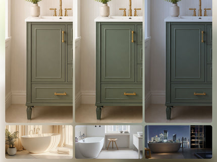Modern Bathroom Vanity With Sink, Soft Close Doors, 3 Drawers