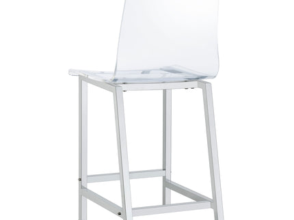 Counter Height Stools With Curved Back Design (Set of 2) - Clear