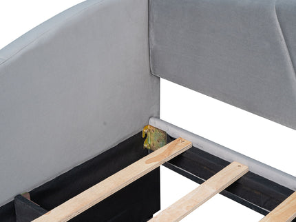 Upholstered Daybed Sofa Bed With Trundle Bed And Wood Slat
