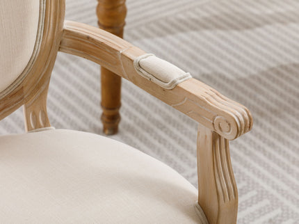 French Vintage Upholstered Fabric Dining Armchair (Set of 2)