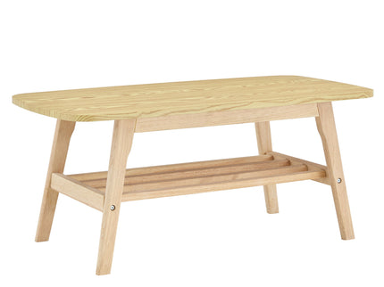 Coffee Table With Double Layer Storage For Living Rooms - Wood