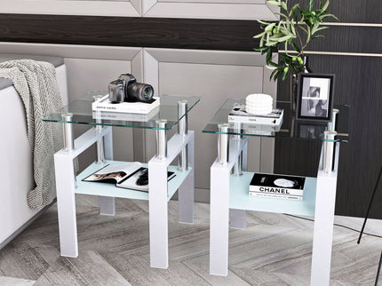 Modern Tempered Glass Tea Table, End Square Table For Living Room