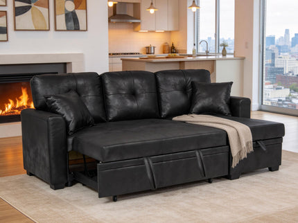 Sectional Sofa With Pull Out Bed, Reversible Chaise