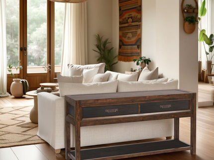 2 Drawer Sofa Table, 2 Tone - Brown