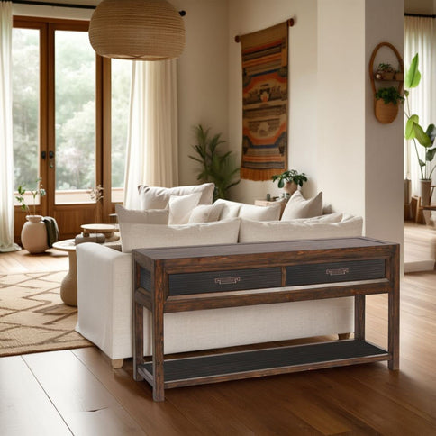 2 Drawer Sofa Table, 2 Tone - Brown