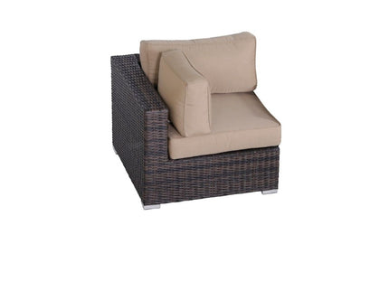Outdoor 33" Wide Corner Wedge With Cushions - Beige / Brown