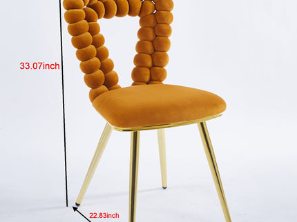 Modern Chair With Iron Tube Legs, Soft Cushions And Comfortable Backrest, Suitable For Dining Room, Living Room, Cafe, Hairball Back