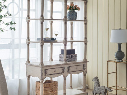 Adela - French Country Bookcase Display Storage Shelf Etageres - Antique White