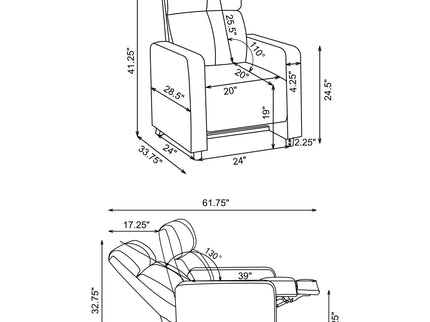 Warren - 3 Seater Reclining Home Theater - Black