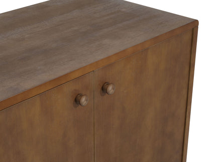 Modern Scandinavian 4 Door Sideboard Storage Cabinet With Adjustable Shelves - Brown / Gold