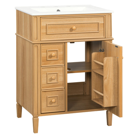 Bathroom Vanity With Sink, Cabinet With Flip Out Drawer, 2 Soft Close Drawers, 1 Soft Close Door - Wood