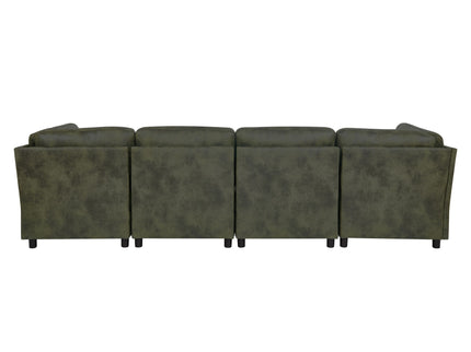 Modular Sectional Sofa With Custom Configuration And Removable Cushions - Olive