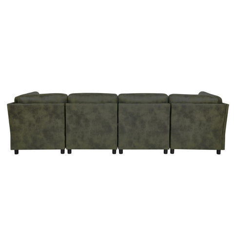Modular Sectional Sofa With Custom Configuration And Removable Cushions - Olive