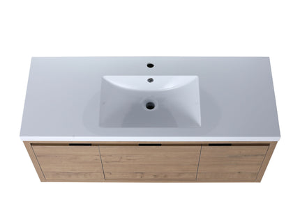 Floating Bathroom Vanity With Resin Sink And Soft Close Doors