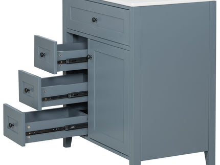 Modern Bathroom Vanity With Sink, 3 Drawers And Adjustable Shelf