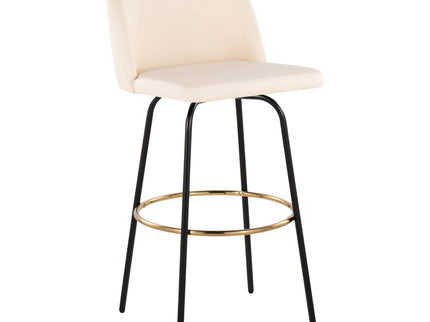 Toriano - Contemporary Fixed Height, Barstool With Swivel & Round Footrest (Set of 2)