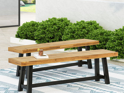 Cloud - Outdoor Bench With Acacia Wood Frame And Slat Panel Design