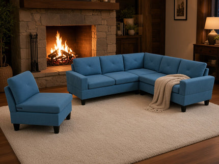 Modular L - Shaped Sectional Sofa 6 Seater 4 Piece Couch With Chaise