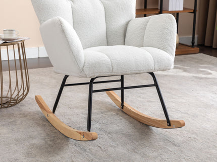 Teddy Fabric Rocking Gilder Nursery Chair For Living Room Indoor - Ivory