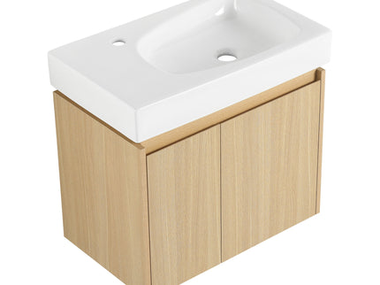 Modern Bathroom Vanity With Ceramic Basin, Wall Mounted Floating Sink Combo, Storage Cabinet