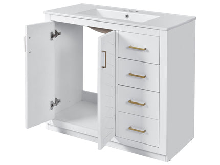 Bathroom Vanity With Sink Combo, Storage Cabinet, Freestanding Set With 3 Drawers & Soft Closing Doors