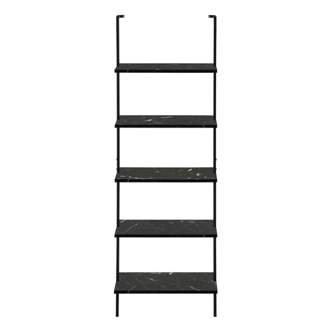 Bookshelf, Bookcase, Etagere, Ladder, 5 Tier, For Office, Marble Look Contemporary & Modern