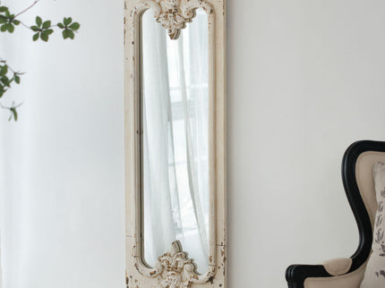 Full Length Mirror With Solid Wood Frame, Floor Mirror For Living Room Bedroom Entryway - White