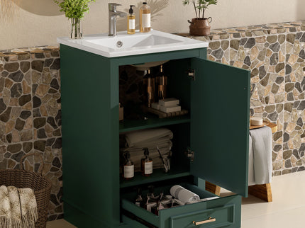 20" Bathroom Vanity With Sink, 1 Drawer, Freestanding Single Set