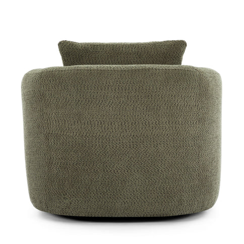 360° Swivel Barrel Sofa Chair With Throw Pillow, Upholstered Accent Chair