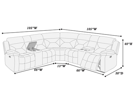 Power Reclining Sectional Set With Console Cup Holders