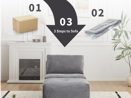 Single Chaise Longue With Movable Ottoman For Living Room