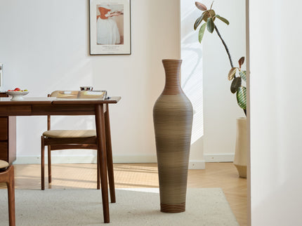 Tall Vase - Brown Decorative Floor Vase, Classic Neat Floor Vase Tall Freestanding Flower Holder, Artificial Rattan Vase, Floor Vase, Flower Holder For Home Decor - Gray