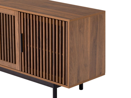 TV Stand For TVs, Entertainment Center With Closed Storage & Cable Management, Soft Closing Hinges - Walnut