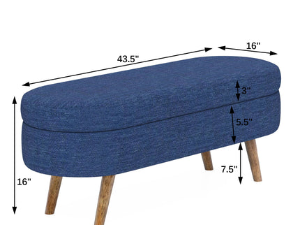 Ottoman Oval Storage Bench With Rubber Wood Legs