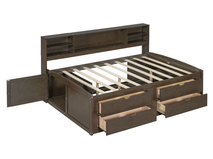 Daybed With 2 Bedside Cabinets, Upper Shelves And 4 Drawers