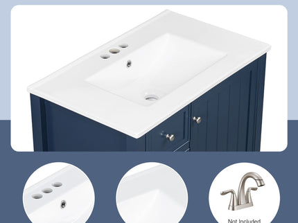 Modern Bathroom Vanity With Sink, 1 Cabinet & 3 Drawers