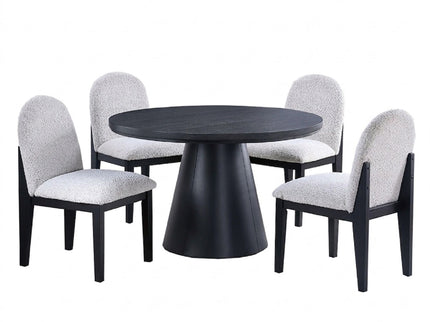 5 Piece Round Dining Set With With Chairs - Black / White