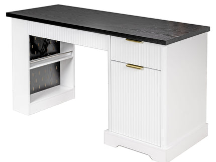 Modern Fluted Office Desk With Storage Cabinet