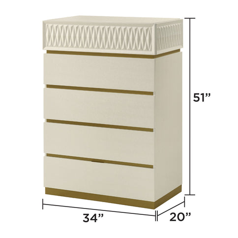 Stanley - 5 Drawer Chest With Crocodile Texture - Gray